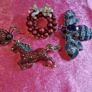 Rhinestone Brooch Lot Featuring Napier Signed Brooch